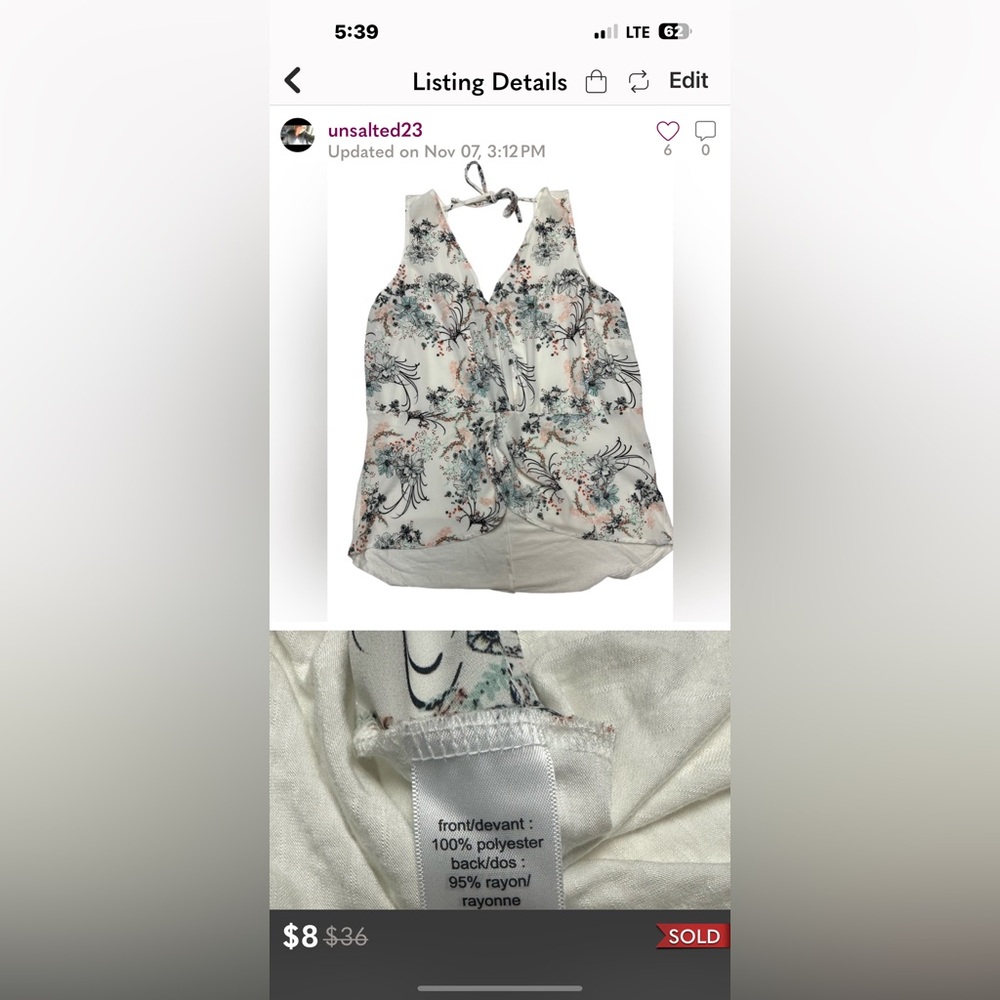 Floral Sleeveless Top - Cream
